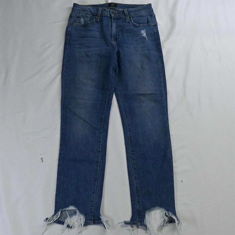 Just Black 27 High Rise‎ Raw Hem Destroyed Skinny Medium Stretch Denim Jeans